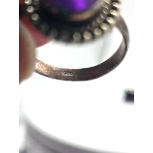 Vintage Sterling Silver and Amethyst Ring and Earring Jewelry Set - Picture 5 of 7